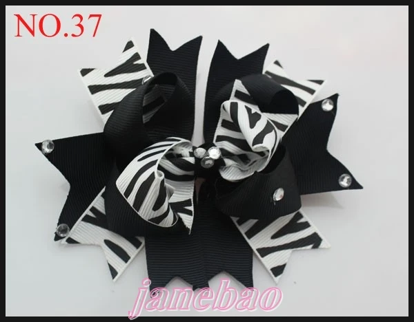 Free Shipping 30pcs 4 Stacked Boutique Hair Bows Rhinestone