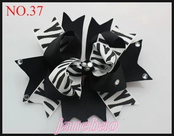 

free shipping 30pcs 4'' stacked Boutique hair bows rhinestone Boutique Funky Hair Bow twist hair accessoriess