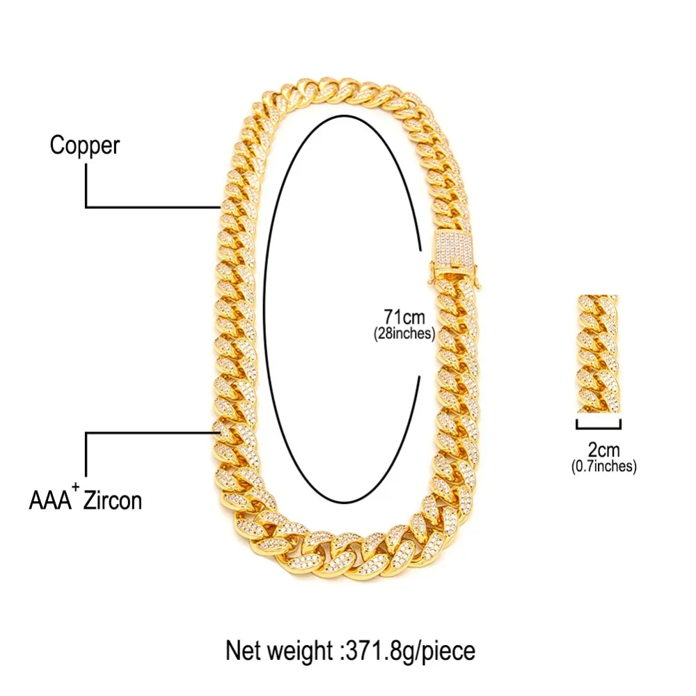 Price Uwin 20mm Cubic Zirconia Cuban Link Chains Bracelets Set Fashion Hiphop Iced Out Necklace Jewelry For Men Drop Shipping