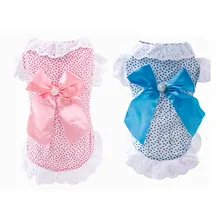Летнее платье-рубашка для собак и щенков, одежда, рубашка, милая Одежда для собак, кружевное платье, милый стиль, халат, Chien