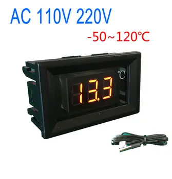 

DYKB AC 110v 220v -50℃ +120℃ LED Digital Thermometer Temperature Sensor Probe temp meter for Water/Air/Indoor/Outdoor fish tank