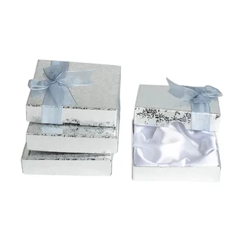 

De Bijoux 18Pcs 9*9Cm Silver Square Bow Paper Bracelet/Bangle/Wristwatch Jewelry Gift Box,Wedding Party Favor Boxes