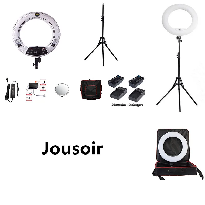 white FS-480II Pro Warm & cold adjustable beauty salon make up LED Ring Light LED Lamp+ 2M standing+Bag + Battery CD50