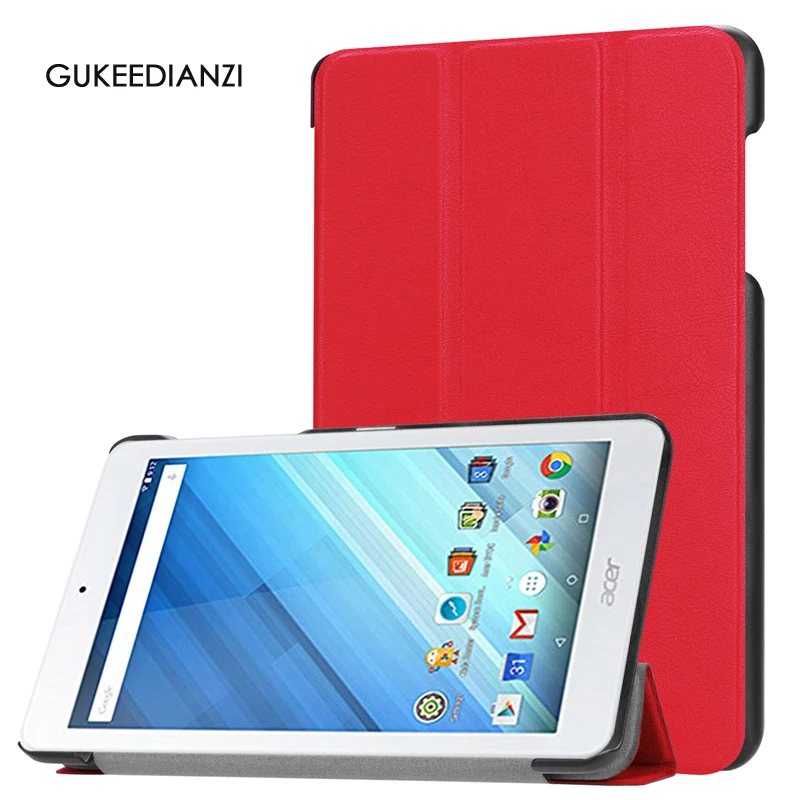 

GUKEEDIANZI Ultra Slim Caster 3-Folding Folio Stand PU Leather Protect Cover Case For Acer Iconia One 8 B1-860 8 " Tablet Case