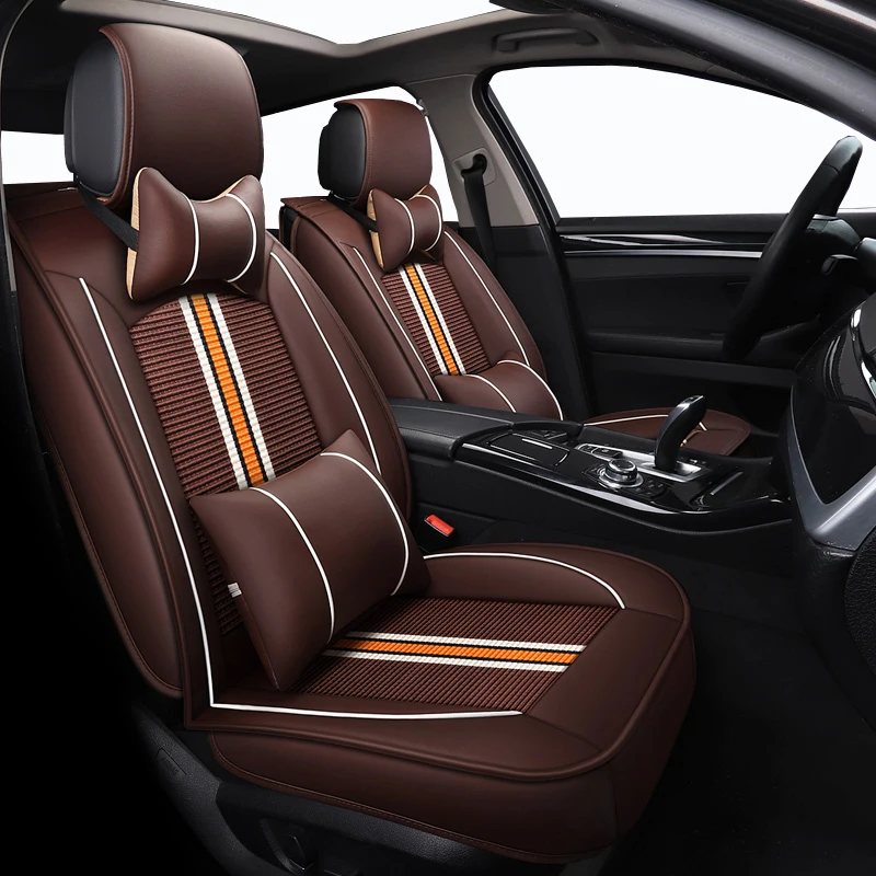 

( Front+Rear)ice silk & Leather auto car Seat Covers For Jaguar All Models XF XE XJ F-PACE F-TYPE brand firm soft pu leather