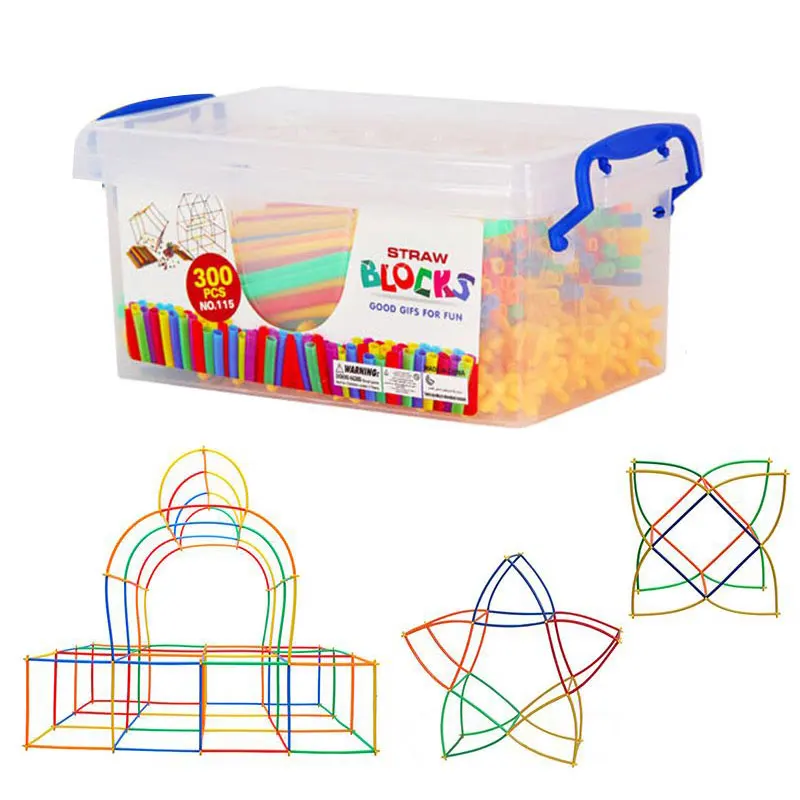 Пластиковые красочные соломенные строительные блоки с соломенной вставкой, развивающая креативная игра "сделай сам" ручной работы