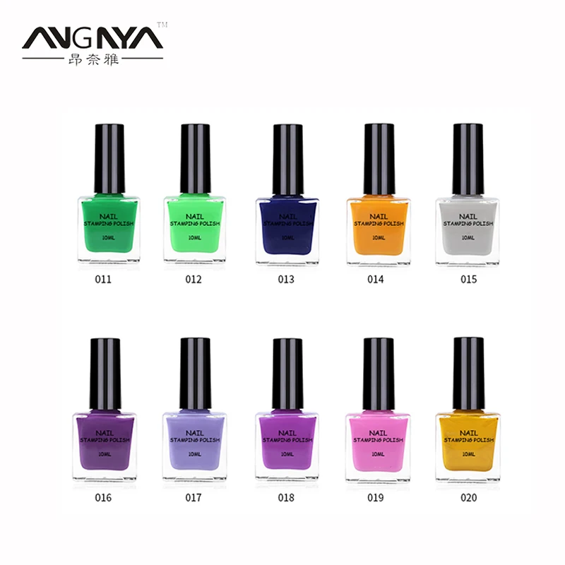 

ANGNYA 1Bottle Fashion Nail Stamping Polish Varnish Colorful Nail Art Plate Printing Polish Lacquer 40 Colors Available A005