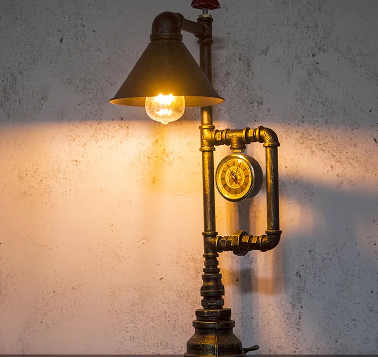 Творческой индустрии Ветер настольная лампа прикроватная спальнями офис исследование лампа ресторан кафе света гостиная E27 стимпанк свет стол