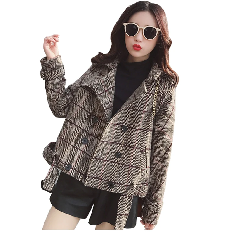 Aliexpress.com : Buy Women's Winter Plaid Jackets Autumn Wool Coat ...