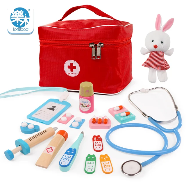Baby Wooden Pretend Play Doctor Educationa Toys for Children Medical Simulation Medicine Chest Set for Kids Interest Development 1