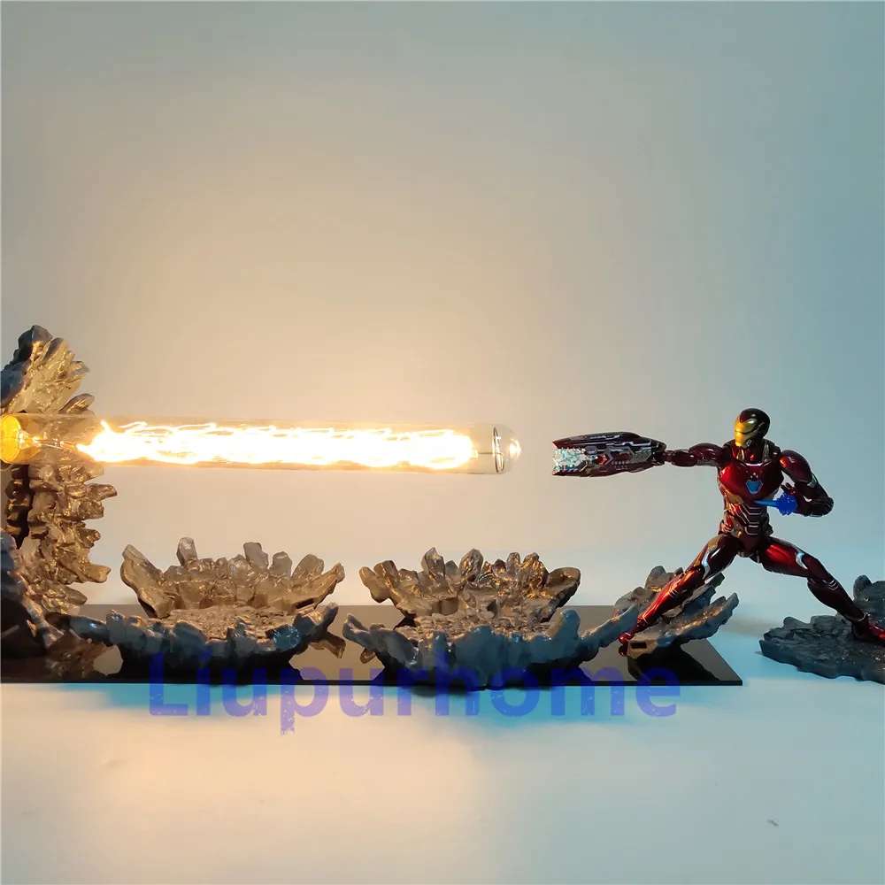 Аниме Hero Endgame Lampara Super Iron Man MK50 лазерная пушка светодиодный светильник аниме