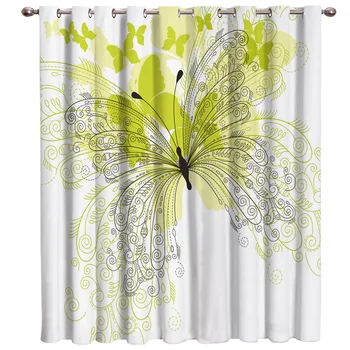 

Yellow Flower Butterfly Window Treatments Curtains Valance Room Curtains Large Window Window Curtains Dark Curtain Lights Living
