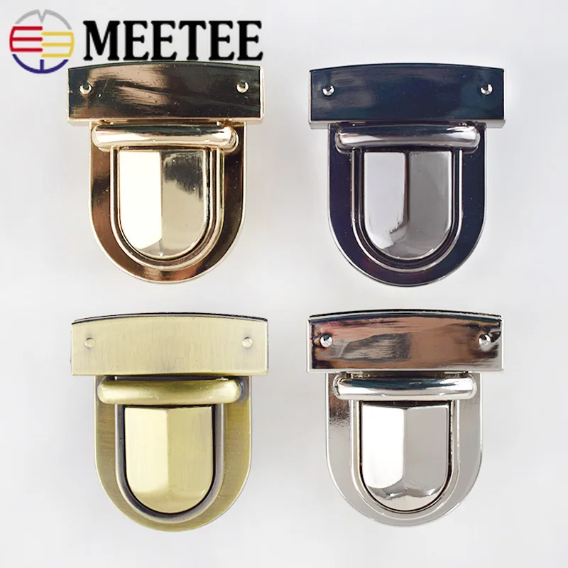 

2/5Sets 43x49mm Fashion Twist Turn Lock Metal Bag Clasps Closure Lock Purse Handbag Bag Replacement DIY Hardware AccessoryBF110