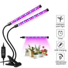 

Grow Lamp Adjustable 20W LED Grow Light for Indoor Flowers Houseplants Seeds Greenhouse 40 Red Blue Spectrum LEDs Dual Head