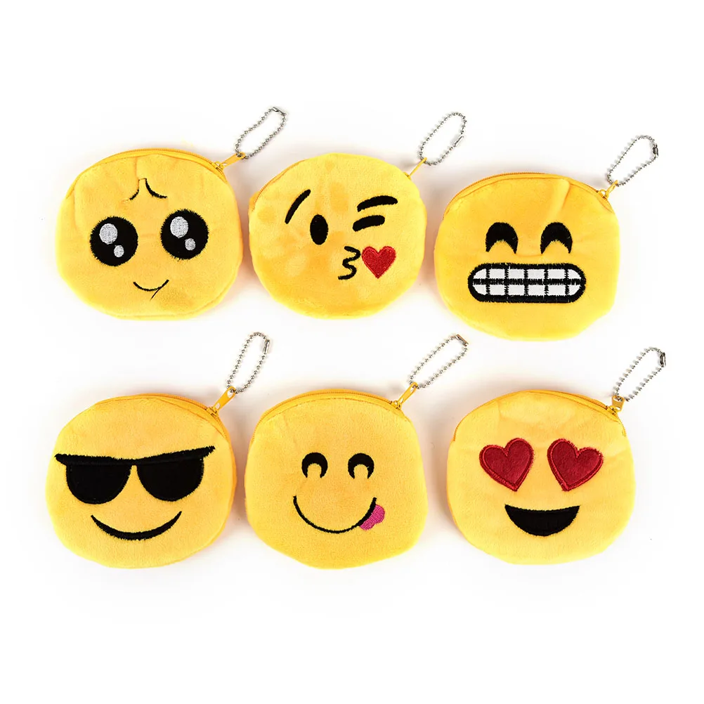 New Cute Style Novelty Emoji Smile Zipper Plush Coin Purse Kawaii Children Bag Women Wallets Mini Change Pouch Bolsa