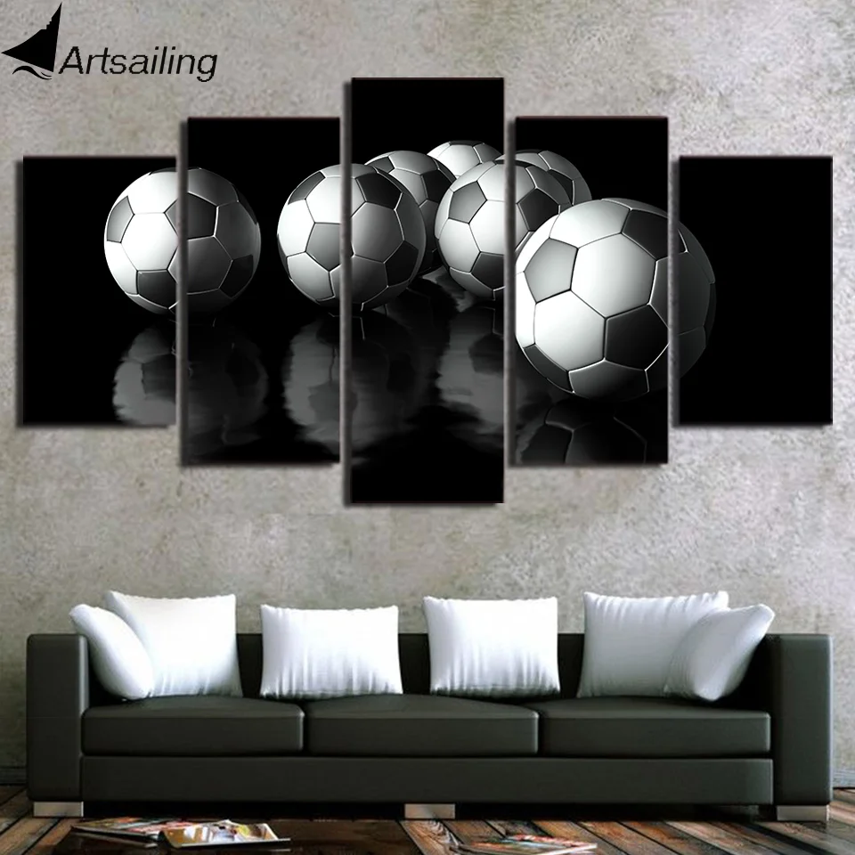 HD Printed 5 Piece Canvas Art Soccer Painting Football Wall Pictures