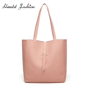 

Herald Fashion Quality Leather Female Shoulder Bag Women Handbag Causal Tote Bag Large Capacity Ladies's Travel Shopping Bag Sac