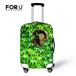 Горячие чемодан Крышка животного Туристические товары Милые 3D Сова зеленые растения эластичные Чемодан защитный Чехлы для мангала для 18-30