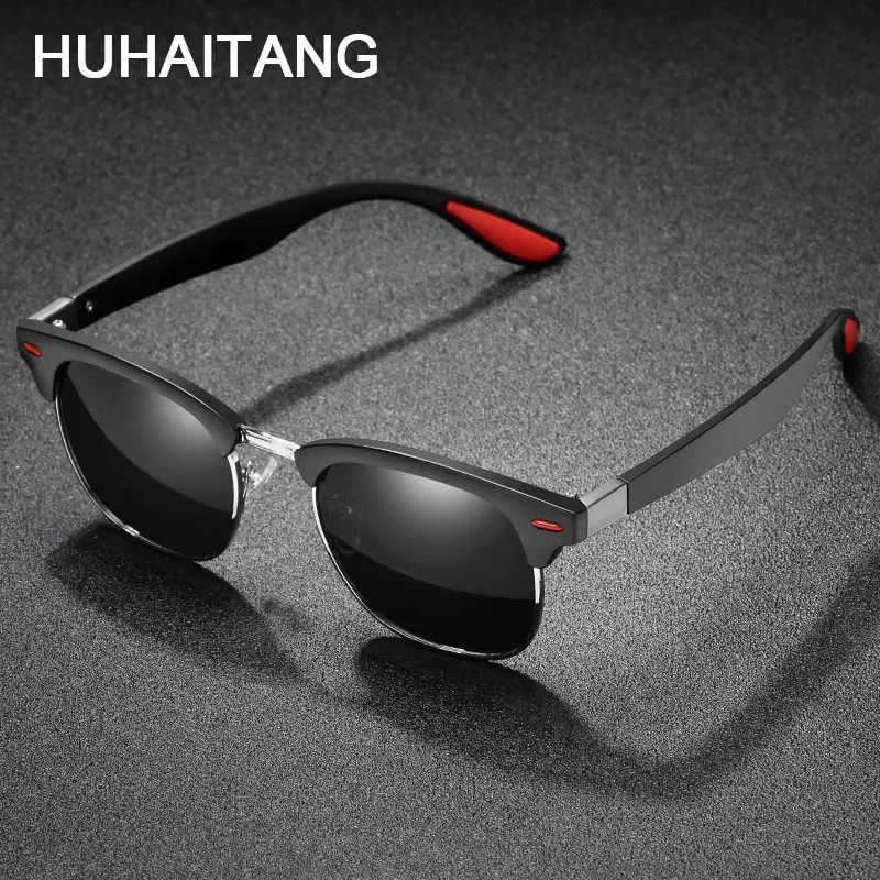 HUHAITANG Роскошные Брендовые мужские Квадратные Солнцезащитные очки поляризованные дизайнерские классические заклепки женские солнечные очки ретро уличные солнечные очки для мужчин