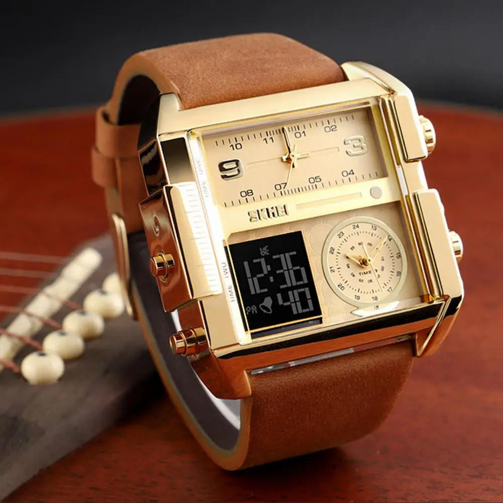 

Fashion Men Multifunctional Quartz Dial Genuine Leather Band Quartz Wrist Watch New