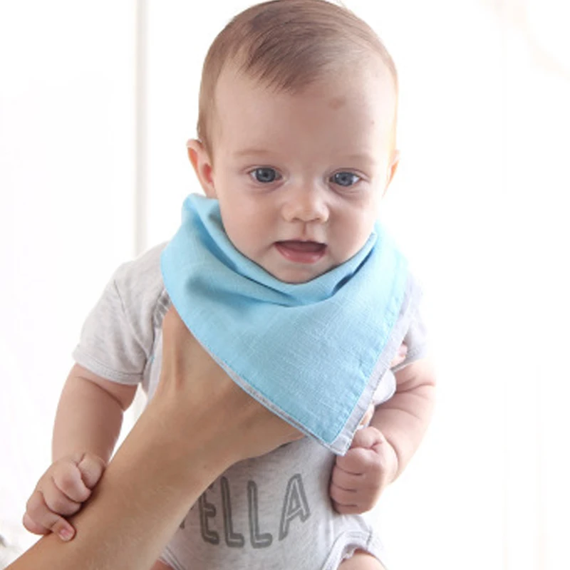 Baby Bibs Bandana Drool Cotton Flax Towel Baby Solid Color Reversible Toddler Scarf Small Square