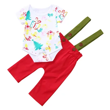 

2019 Kids Infant Baby Girl Boy Short Sleeve Christmas Jumpsuit Romper+Pants Overall Outfit