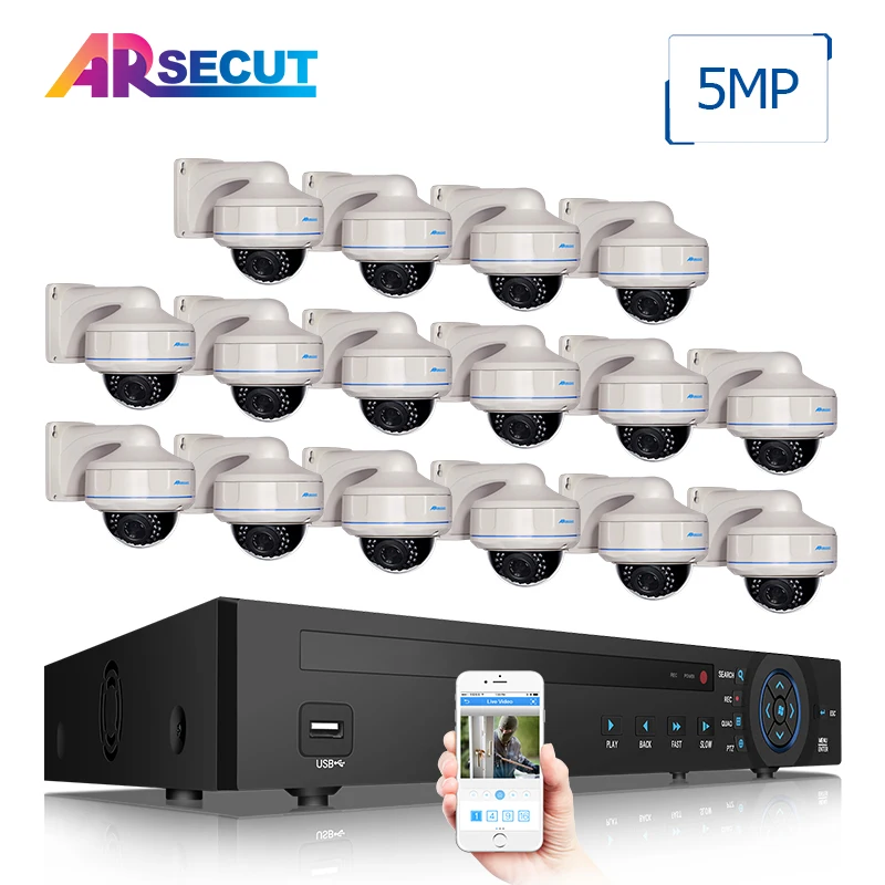

ARSECUT 16CH 1920P POE NVR Kit CCTV Security Camera System Outdoor Night Vision NVR IP Camera System Surveillance Camera Kit