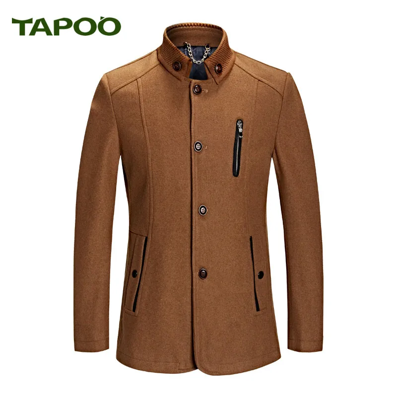 Tapoo Новые Модные осенние и зимние шерстяные мужские пальто Однобортный солода