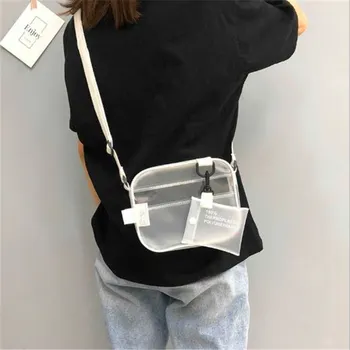 

2020 Fashion Women Transparent Bag Clear PVC Handbag Shoulder Transparent Beach Clutch Purse Trendy Diagonal Bag