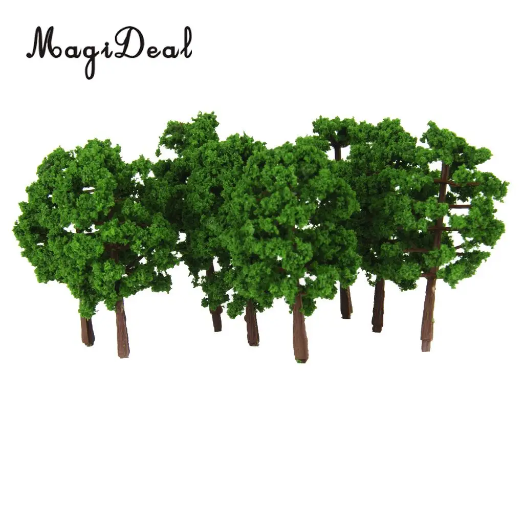 MagiDeal 20Pcs 1/150 Scale Plastic Model Trees Train Railroad Street Railway Scenery for Garden House Park Scene Layout Decor