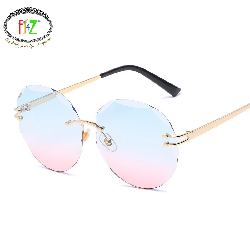 

F.J4Z Hot Top Euramerican Style Smooth Female Sunglasses Beautiful Round Gradient Ocean HD Lens Lightly Alloy Frame Goggle