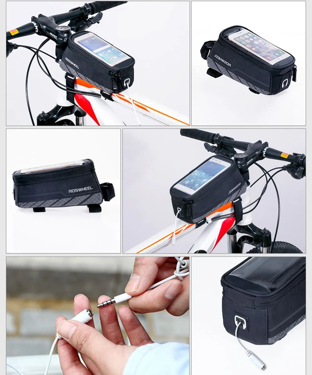 ROSWHEEL Велосипедный Спорт мешок сенсорный экран Горная дорога велосипед мешок спереди Рамки трубки Велоспорт сумка Acessórios Bicicleta для 5.2 ''5.7''