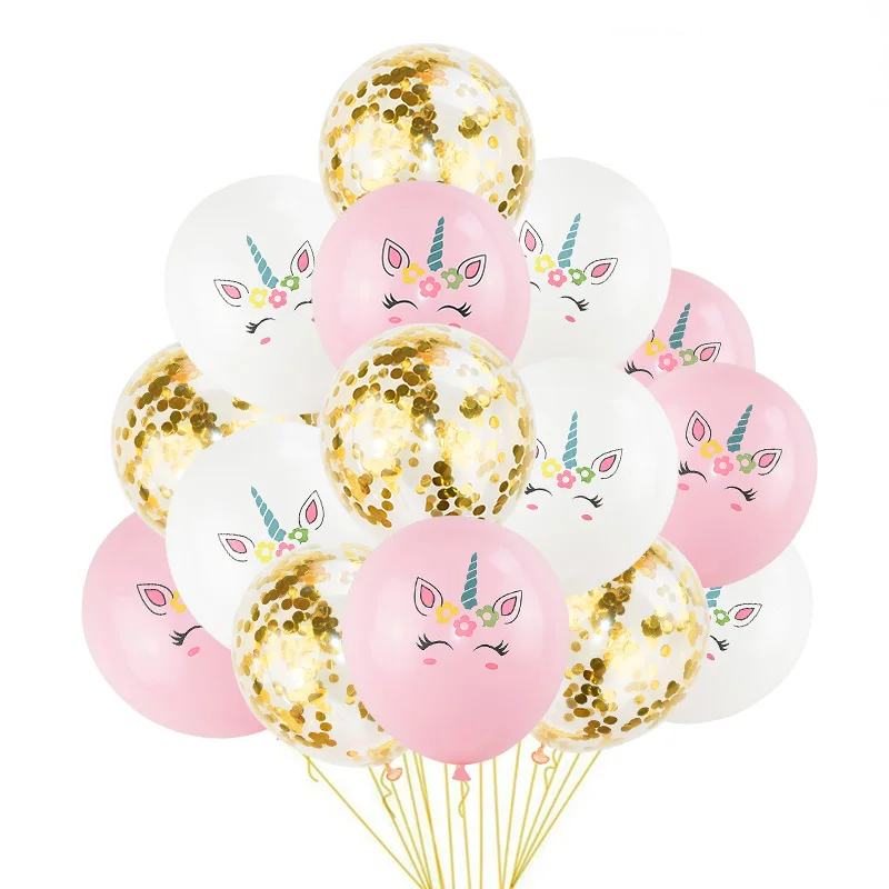 

15pcs/lot 12 inches Latex Unicorn Balloons Confetti Balloon Kids Cartoon Animal Horse Party Decoration balloon