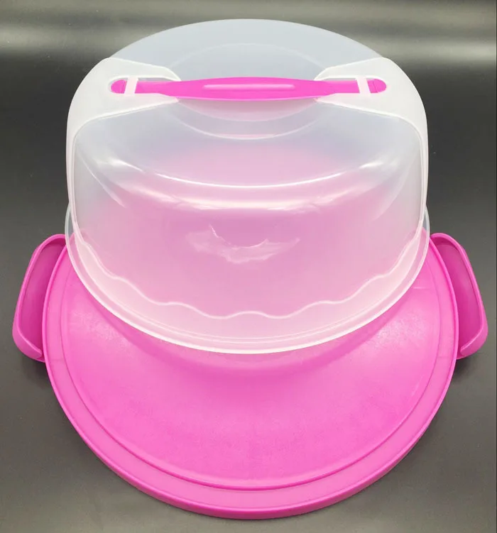 Пластик коробки контейнер для тортов Дисплей коробка с крышкой(купол и база) костюмы ниже 10 в торт - Цвет: Pink