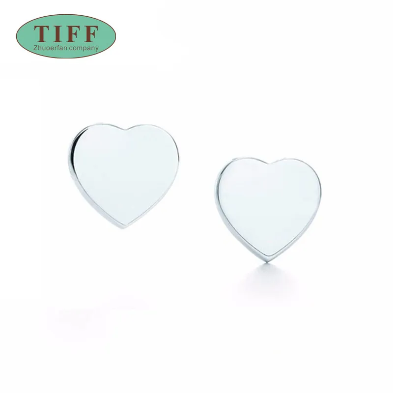 

TIF Thai Silver Stud Earrings Charming Original Jewelry Heart Shape Fashion Lady Gift Earrings Women