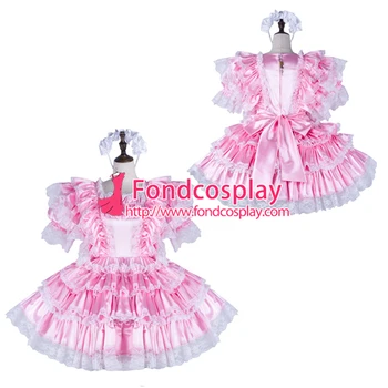 

Sissy maid satin dress lockable Uniform cosplay costume Tailor-made[G2263]
