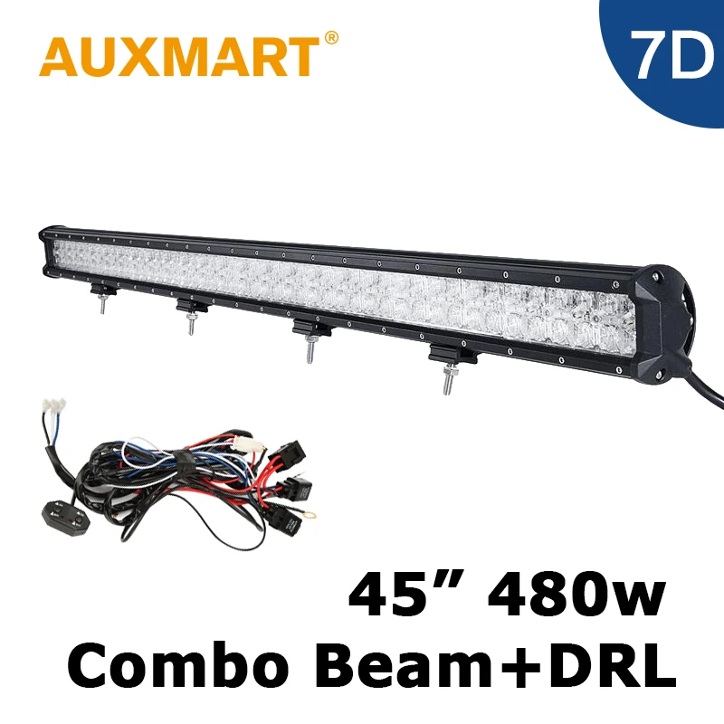 

Auxmart 7D 480W LED Light Bar CREE Chips LED Bar 45 inch + Cross DRL Fit Offroad Vehicle 4X4 Pickup Truck Wagon Tractor Barra