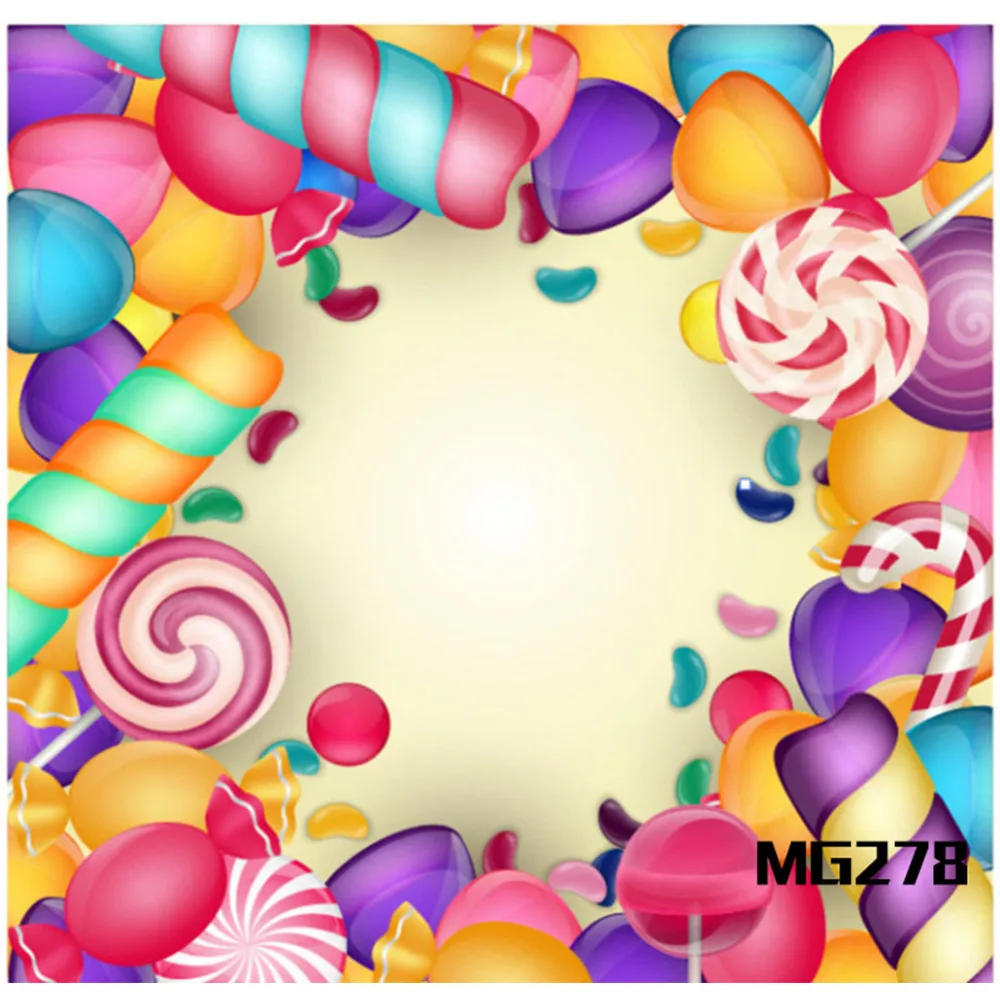 LB Polyester & Vinyl Colorful Soft Candy Cotton Candy Backdrops
