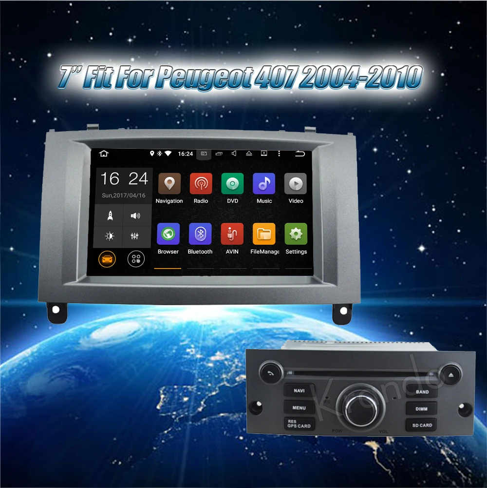 Best Krando Android 8.0 car dvd player multimedia for peugeot 407 2004-2010 radio gps navigation system WIFI 3G Playstore AC 1