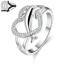 2016 New Arrival Silver plated Ring Silver Fashion Jewelry Women Gift Heart Dolphin Silver Finger Rings
