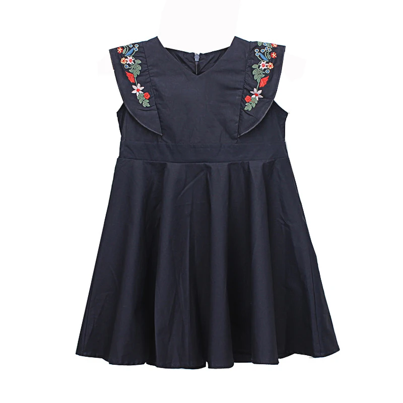 Летнее Хлопковое платье для девочек; винтажное платье для малышей; детское платье без рукавов; vestidos; платье с цветочной вышивкой и лепестками; для детей 2-7 лет
