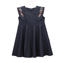 Летнее Хлопковое платье для девочек; винтажное платье для малышей; детское платье без рукавов; vestidos; платье с цветочной вышивкой и лепестками; для детей 2-7 лет