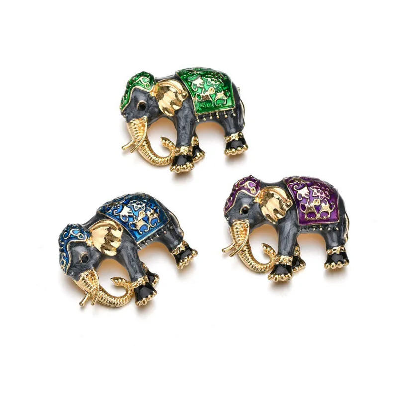 Изысканная брошь со слоном для женщин и мужчин 4 цвета корейская мода ретро простая металлическая Глянцевая шпилька аксессуары Броши ювелирный подарок