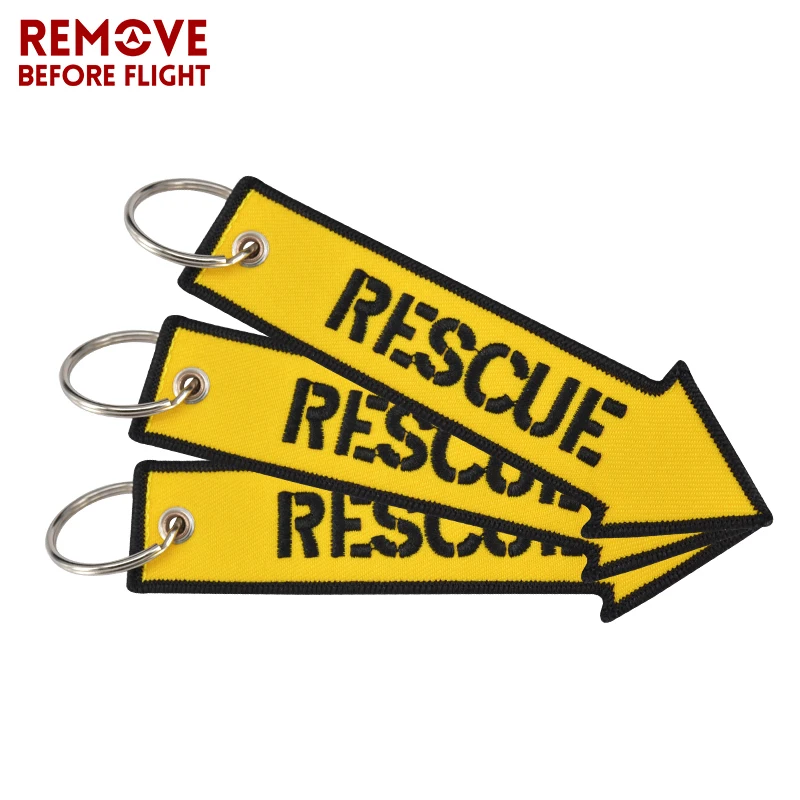 Remove Before Flight Rescue Key Chain for Cars Key Tag Cool Yellow Arrow Shaped Embroidery Key Fob OEM Keychain for Motorcycles (9)