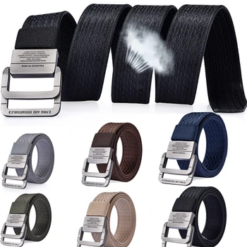 

Men Sports Belts Canvas Weave Belt Outdoor Tactical Smooth Alloy Buckle Canvas Straps Waistband IK88