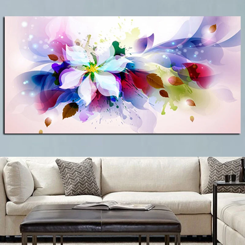 YWDECOR Large Size 3D Watercolor Flower Abstract Canvas Pop Art HD Print Painting Poster Picture Wall Picture for Living Room (4)