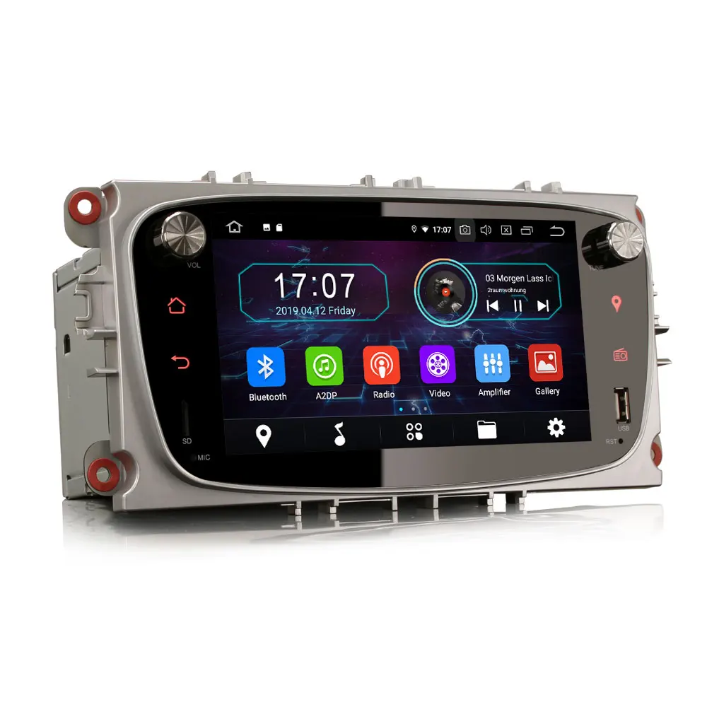 Excellent 7" Android 9.0 OS Car DVD Multimedia GPS Radio for Ford Focus 2007-2010 & S-Max 2008-2011 & C-Max 2008-2010 & Galaxy 2010-2011 2