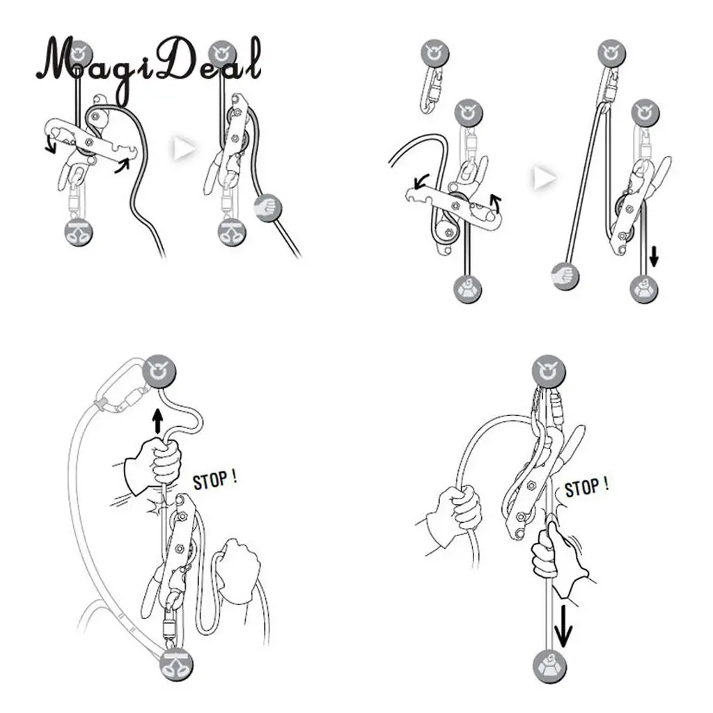 MagiDeal D-Shape Climbing Carabiner Screw Lock 28KN +25KN Self Braking Stop Descender Black