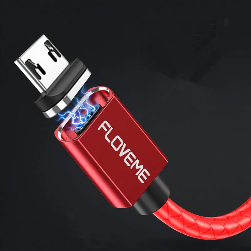 FLOVEM Магнитный кабель Micro USB C type C провод для iPhone 3A светодиодные полосы короткий зарядный кабель магнит зарядное устройство для samsung Xiaomi Кабо - Цвет: For Micro Red