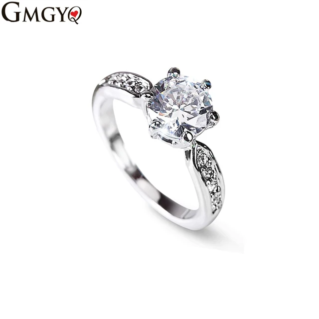 GMGYQ Klassieke Zes Klauw 8mm Zirkoon Trouwringen Voor Vrouwen Sieraden Zilveren GMGYQ Klassieke Zes Klauw 8mm Zirkoon Trouwringen Voor Vrouwen Sieraden Zilveren